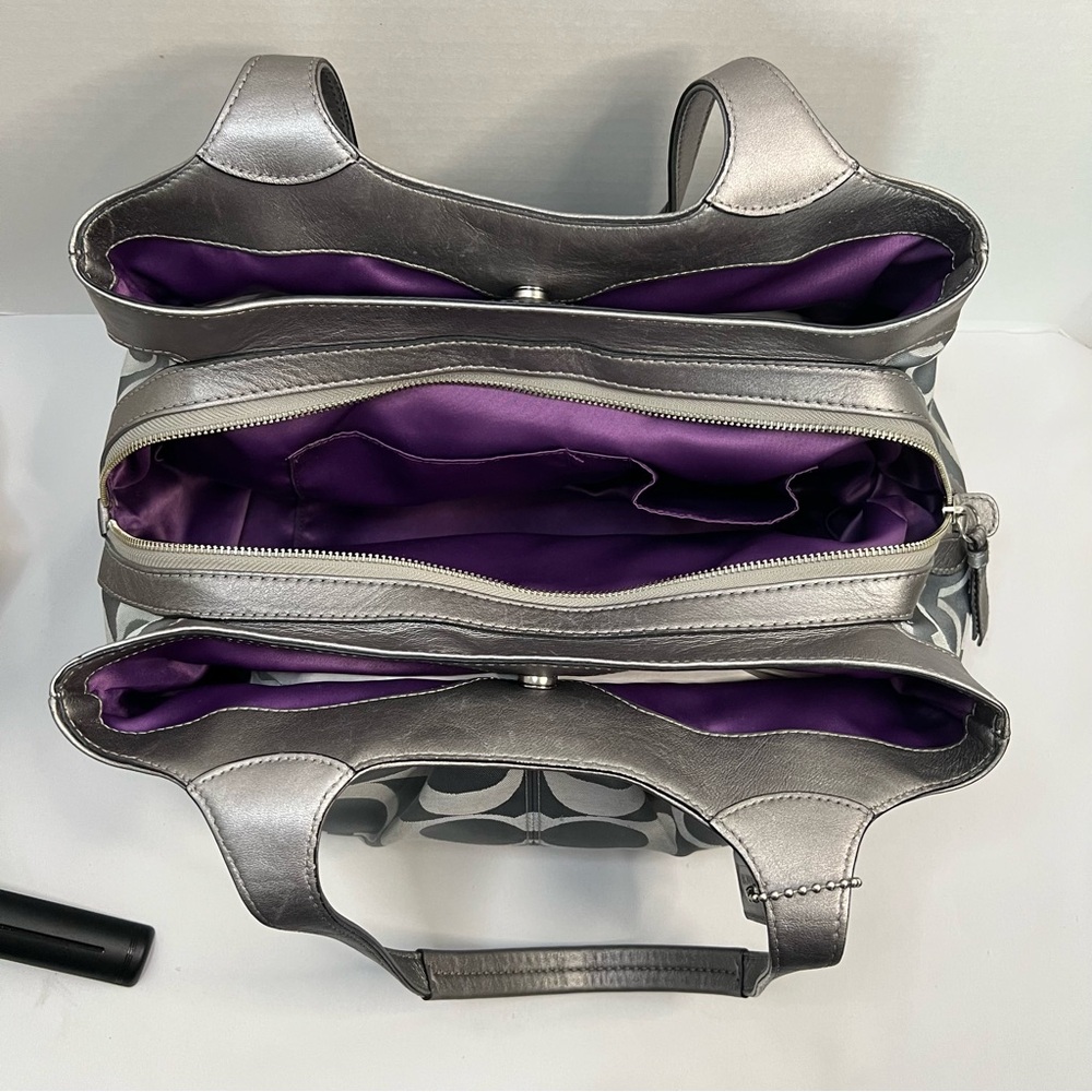 Coach Gray and Silver Signature Hobo Shoulder Bag - Picture 13 of 16
